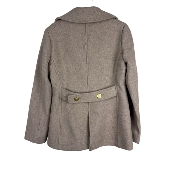 J. Crew Stadium Cloth Beige Pea Coat with Gold Buttons - Picture 6 of 11